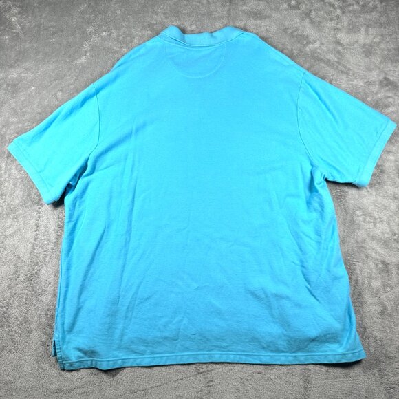 Chaps Polo Shirt 4XB Big & Tall Men’s Turquoise Blue Cotton Short Sleeve - Picture 5 of 9